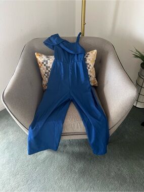 Habitual Royal Blue One-Shoulder Wide-Leg Jumpsuit